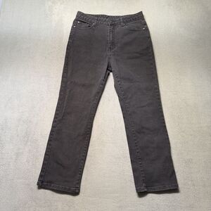 Lazy Oaf Womens Size 30 Jeans Black High Rise Cropped Straight Leg Stretch Denim